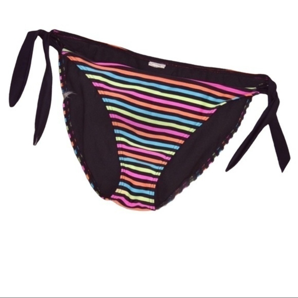 Kaligirlz Multicolor Striped Tie Bikini Bottom Large